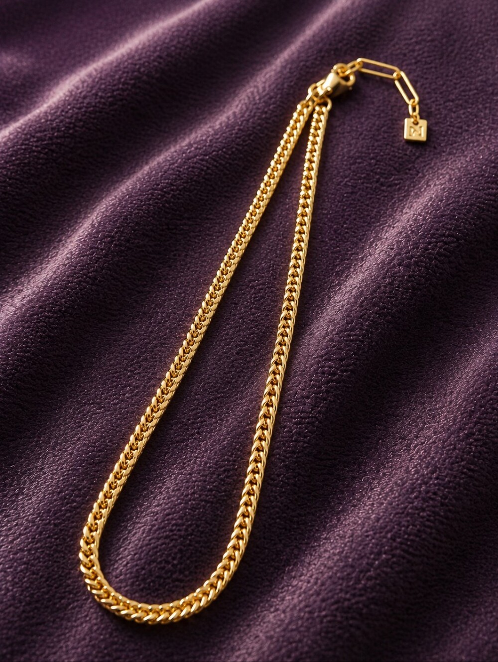 NWOT Nordstrom Gold Franco Chain Necklace | Thick Chevron V-Weave Layering CC